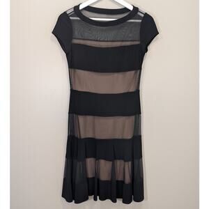 Joseph Ribkoff Dress Black Illusion Cocktail Wedding Guest Fit & Flare - Size 6